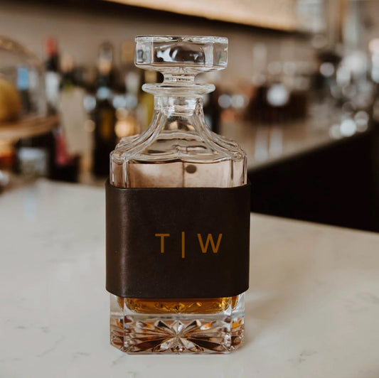 Lindy Leather Handcrafted Leather Decanter | CeCe's Home & Gifts