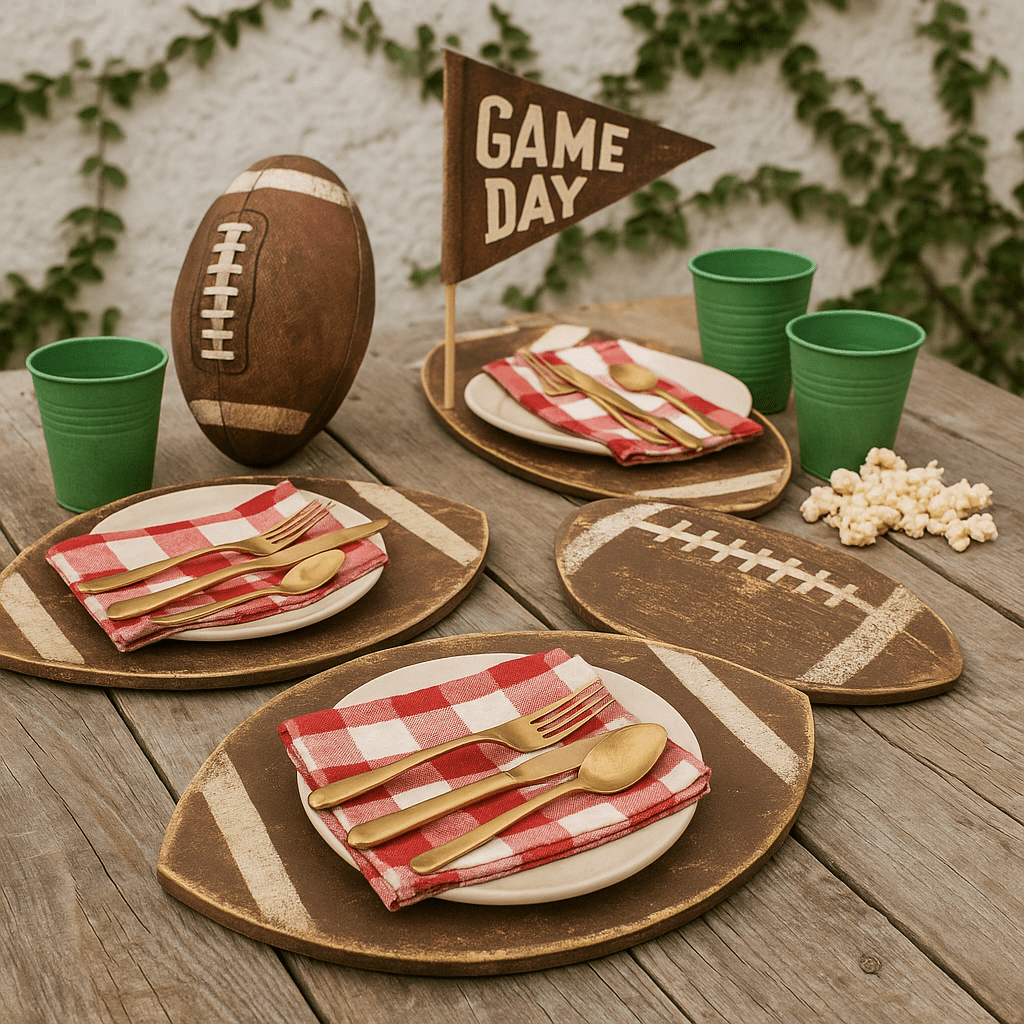 Grace Graffiti Handcrafted Wooden Football Placemats - Set of 4 | CeCe's Home & Gifts