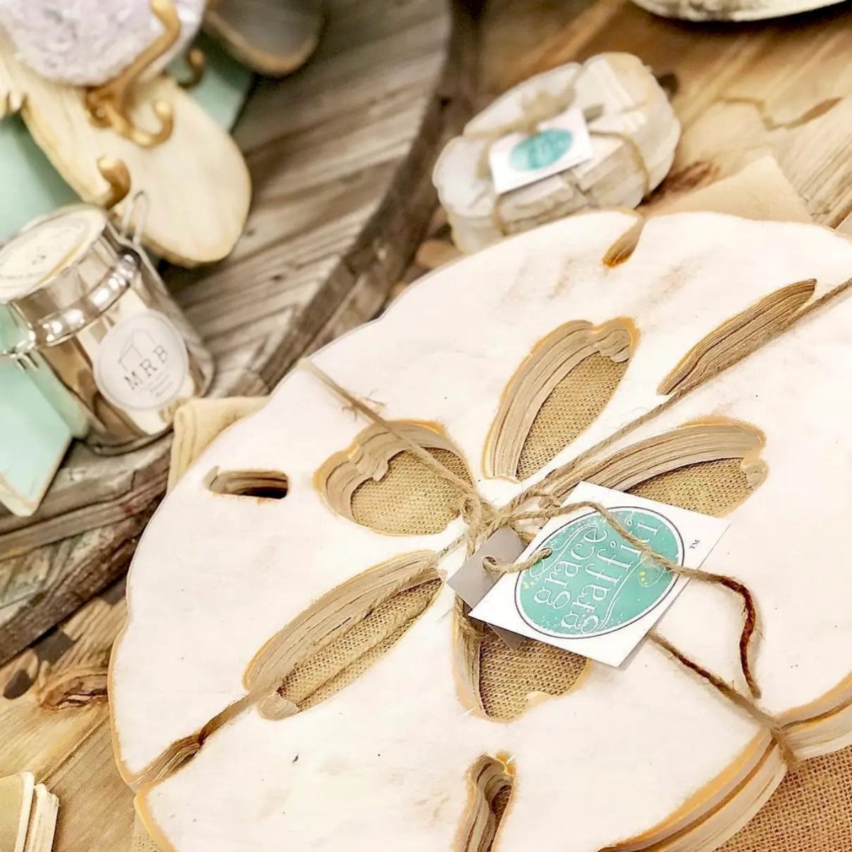 Grace Graffiti Handmade Wooden Sand Dollar Placemats - Set of 4 | CeCe's Home & Gifts