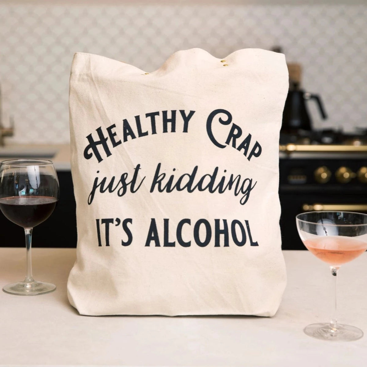 FUN CLUB "Healthy Crap" Canvas Tote Bag | CeCe's Home & Gifts