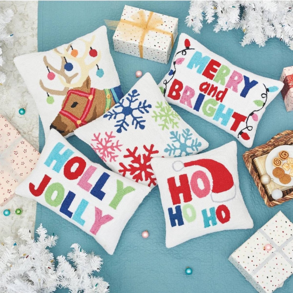 C&F HOME "Holly Jolly" Hooked Throw Pillow | CeCe's Home & Gifts