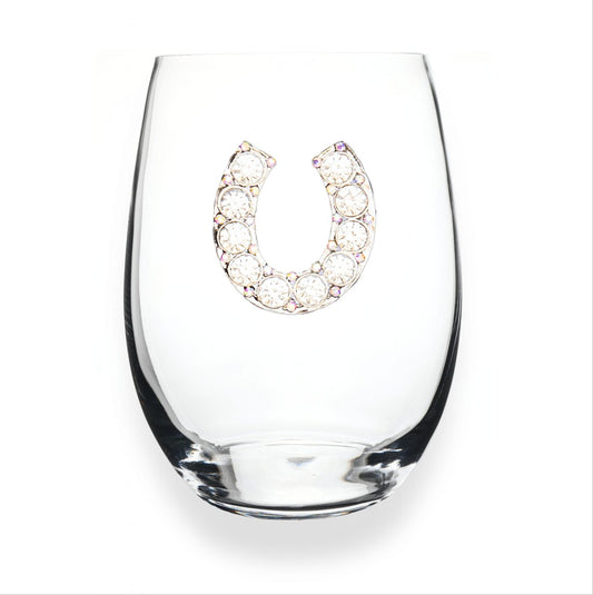 The Queens' Jewels Horseshoe Jeweled Stemless Glassware | CeCe's Home & Gifts