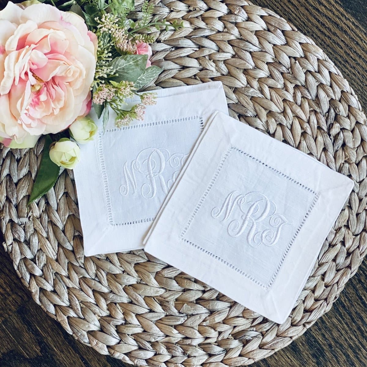 CeCe's Home & Gifts Interlocking Monogram Linen Cocktail Napkin | CeCe's Home & Gifts