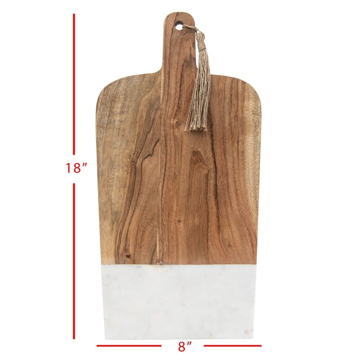 Foreside Home & Garden Lawson Acacia Wood and White Marble Cutting Board | CeCe's Home & Gifts