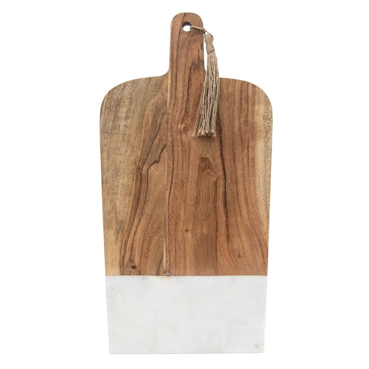 Foreside Home & Garden Lawson Acacia Wood and White Marble Cutting Board | CeCe's Home & Gifts