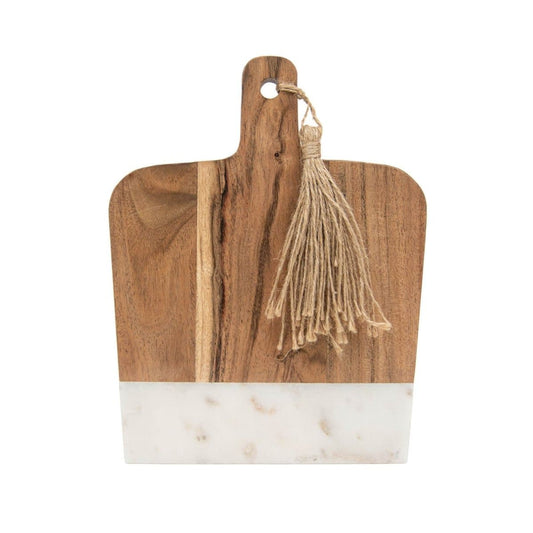 Foreside Home & Garden Lawson Acacia Wood and White Marble Small Cutting Board | CeCe's Home & Gifts
