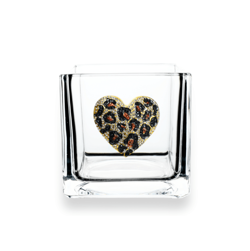 The Queens' Jewels Leopard Heart Jeweled Decorative Glass Bowl | CeCe's Home & Gifts