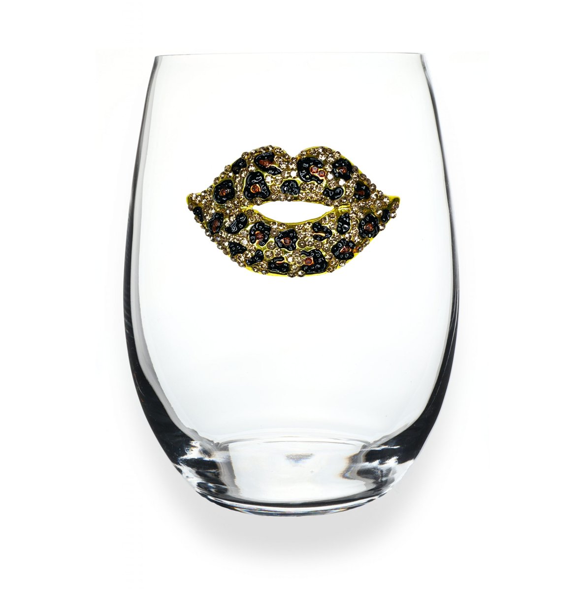 The Queens' Jewels Leopard Lips Jeweled Stemless Glassware | CeCe's Home & Gifts
