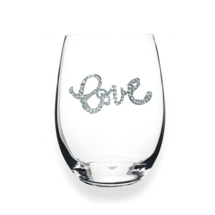The Queens' Jewels "Love" Jeweled Stemless Glassware | CeCe's Home & Gifts