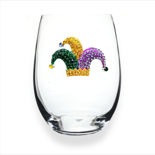 The Queens' Jewels Mardi Gras Jester Hat Jeweled Glassware | CeCe's Home & Gifts