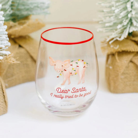 Mary Square Mary Square "Dear Santa" Christmas Wine Glasses | CeCe's Home & Gifts