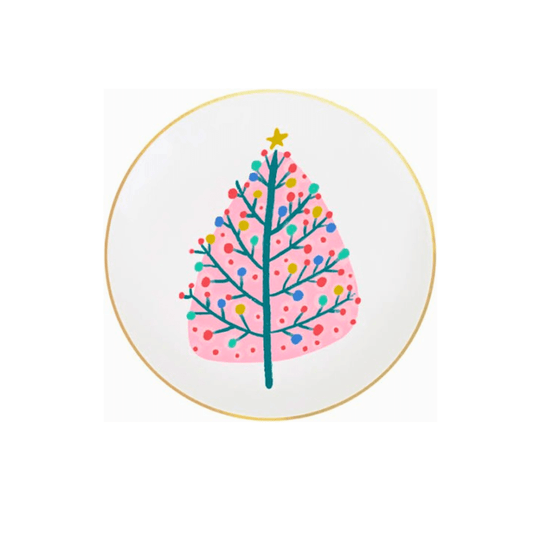 Mary Square Mary Square Whimsical Christmas Pink Tree Appetizer Plate | CeCe's Home & Gifts