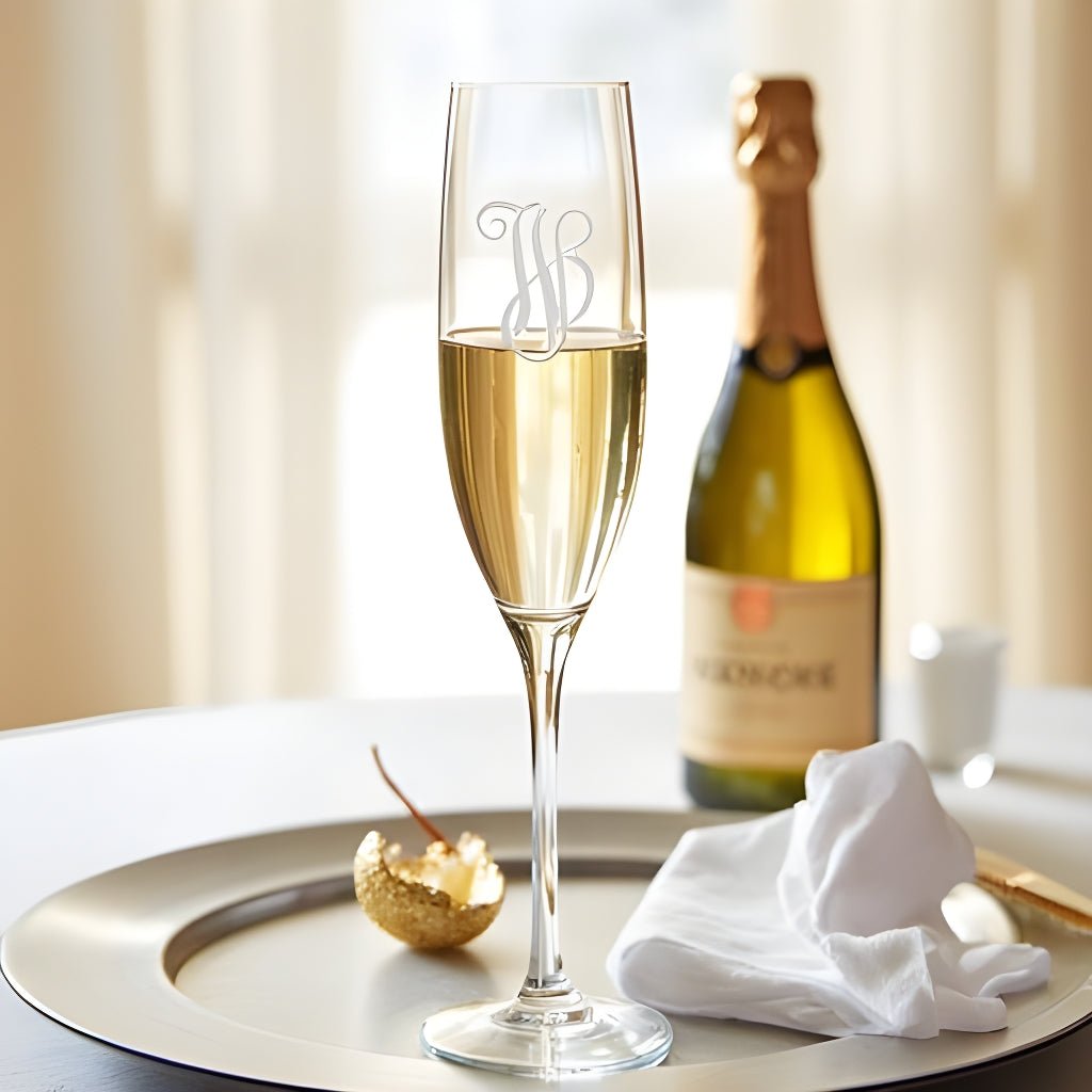 TEROFORMA Monogram Crystal Fluted Stemware | CeCe's Home & Gifts