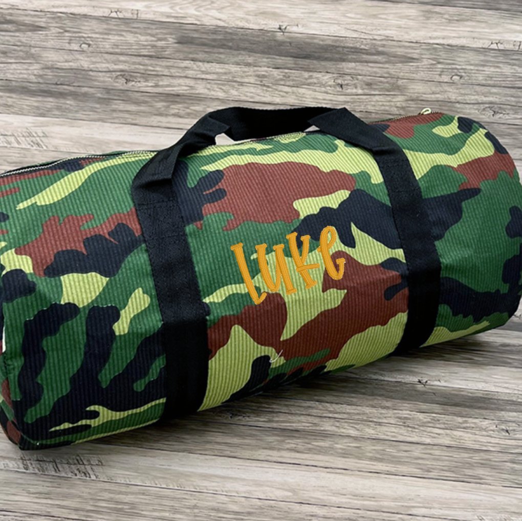 Oh Mint! Monogrammed Camo Seersucker Weekend Duffel | CeCe's Home & Gifts