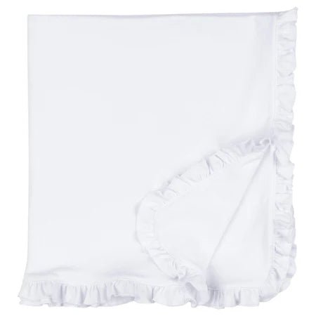 CeCe's Home & Gifts Monogrammed White Ruffled Receiving Blanket | CeCe's Home & Gifts