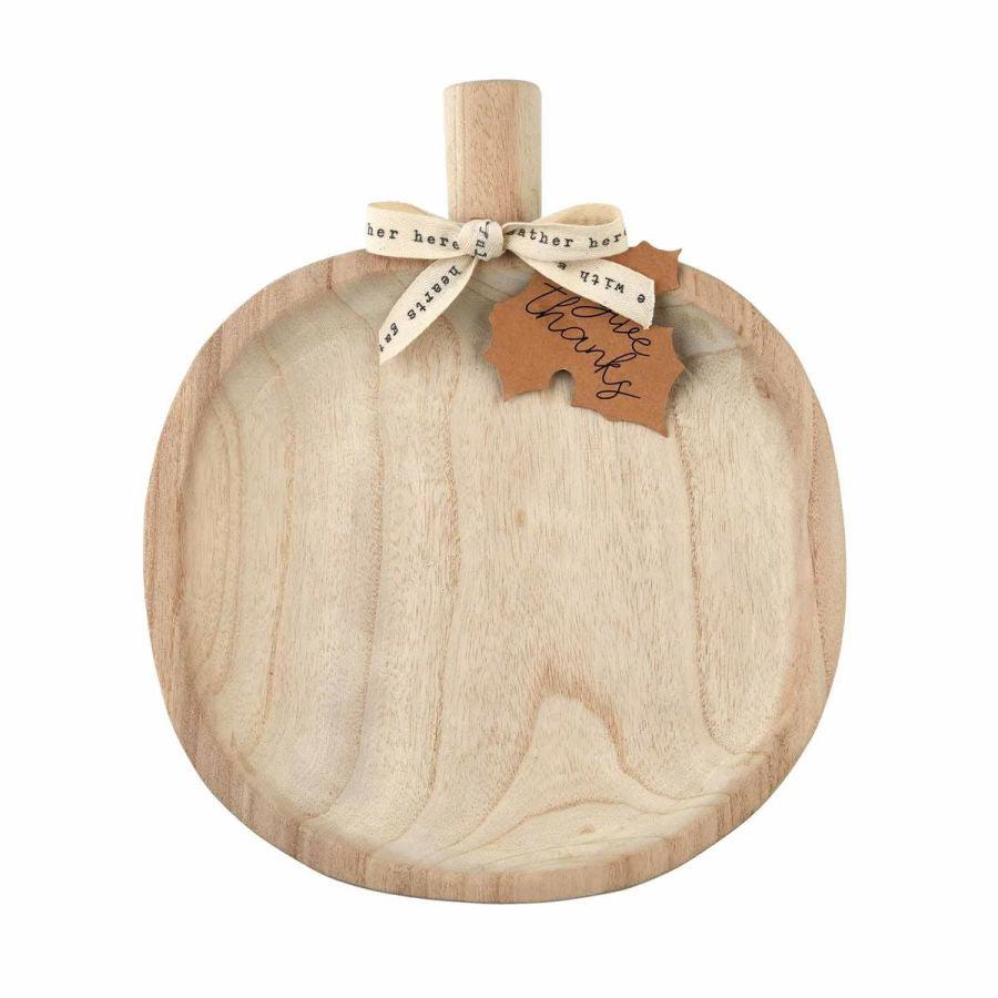 Mud Pie Round Paulownia Pumpkin Tray
