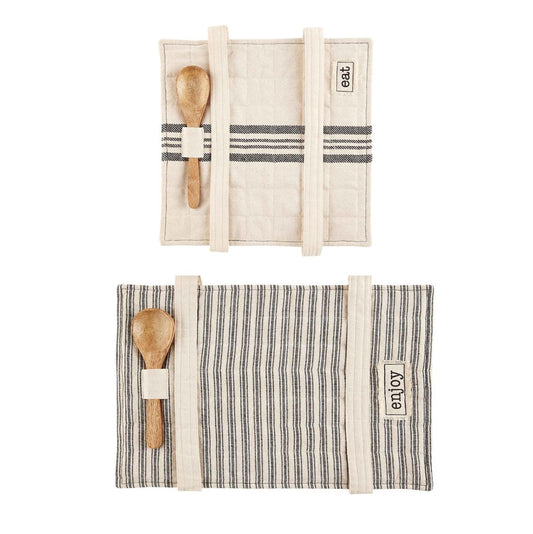 Mud Pie Mud Pie Casserole Holder Set - Eat & Enjoy | CeCe's Home & Gifts