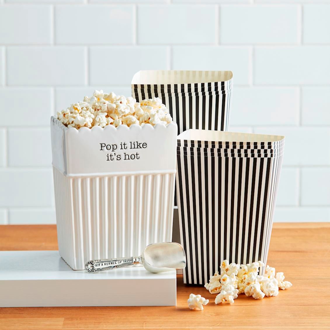 Mud Pie Mud Pie Ceramic Popcorn Bucket & Bag Set | CeCe's Home & Gifts
