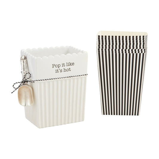 Mud Pie Mud Pie Ceramic Popcorn Bucket & Bag Set | CeCe's Home & Gifts