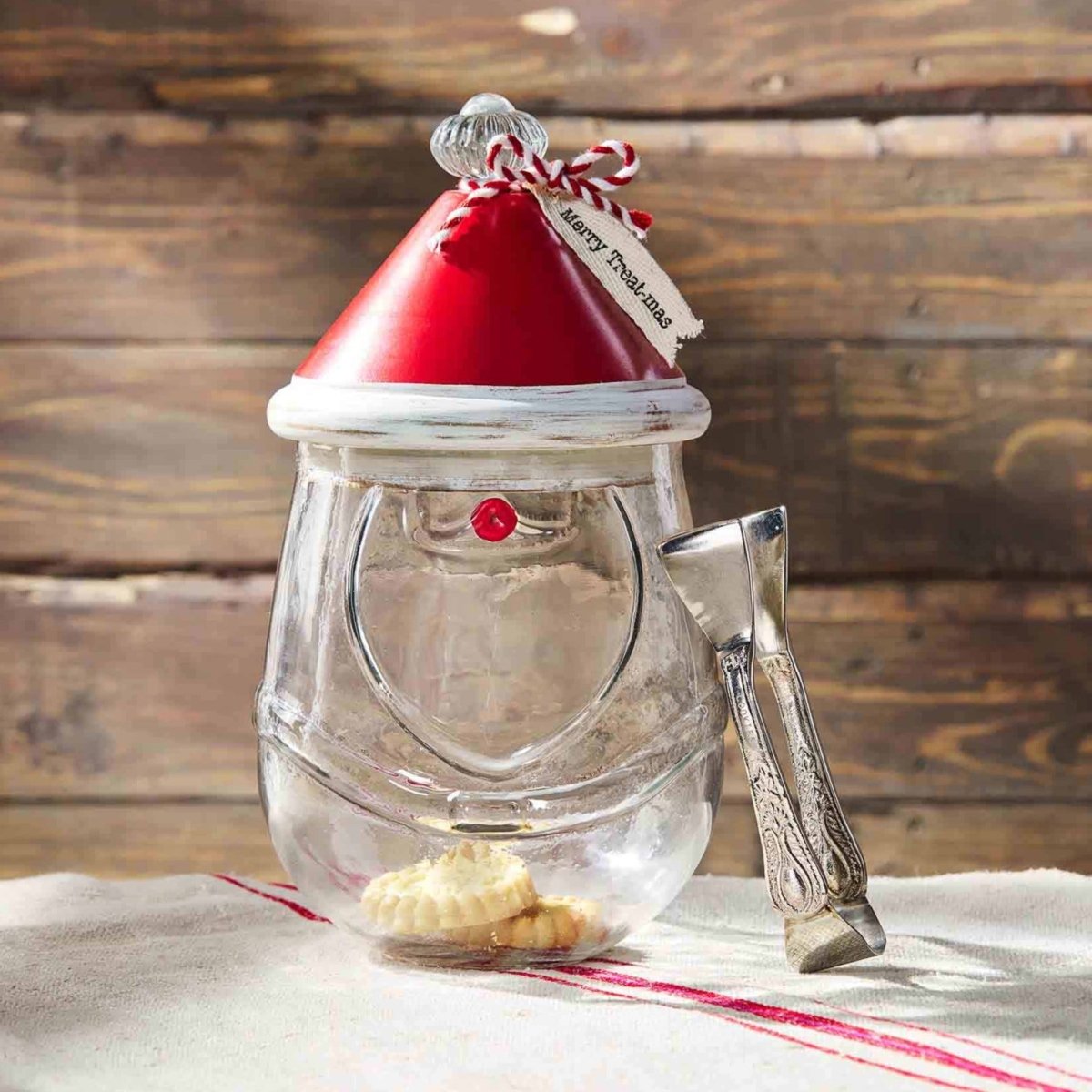 Mud Pie Mud Pie Glass Santa Cookie Jar | CeCe's Home & Gifts