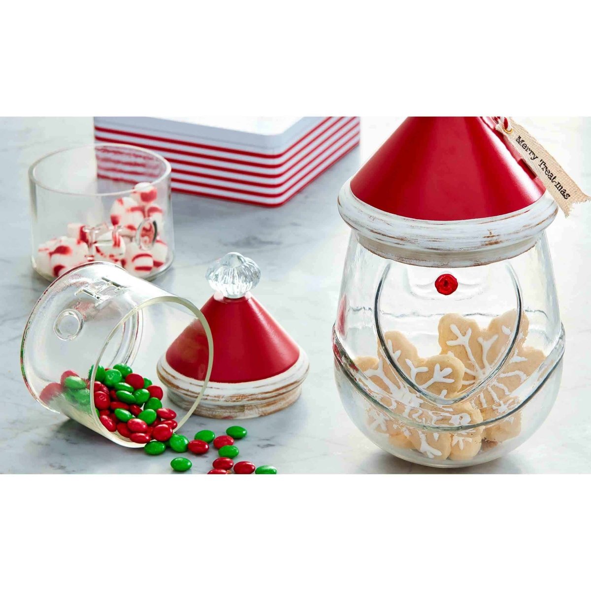 Mud Pie Mud Pie Glass Santa Cookie Jar | CeCe's Home & Gifts