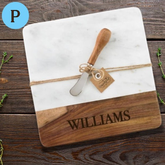 Mud Pie Mud Pie Marble & Wood Cheese Board Set | CeCe's Home & Gifts