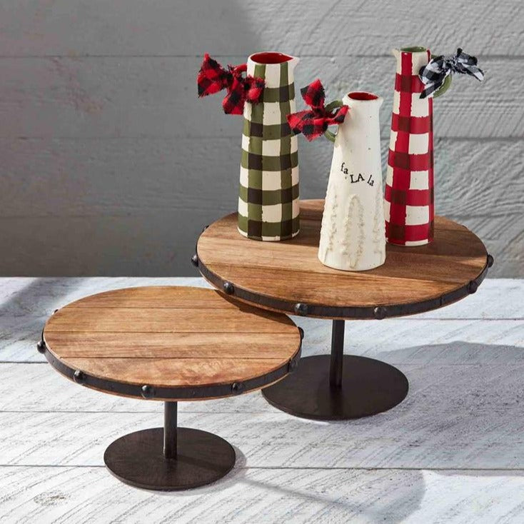 Mud Pie Mud Pie Metal Beaded Wood Riser Stand (Small or Large) | CeCe's Home & Gifts