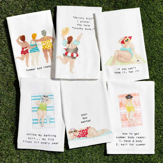Mud Pie Mud Pie Pool Ladies Hand Towels - HILLARIOUS | CeCe's Home & Gifts