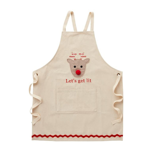 Mud Pie Mud Pie Reindeer Christmas LED Apron | CeCe's Home & Gifts