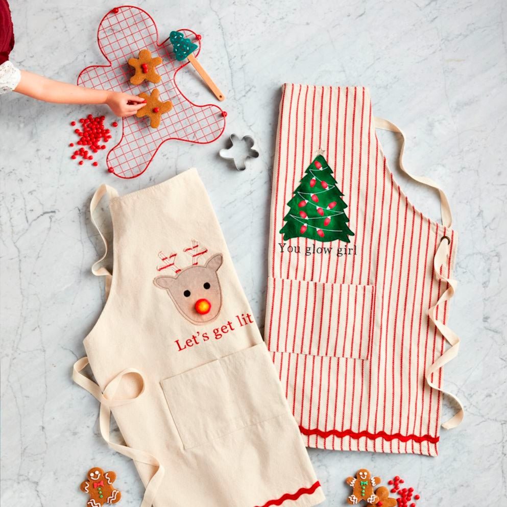 Mud Pie Mud Pie Reindeer Christmas LED Apron | CeCe's Home & Gifts