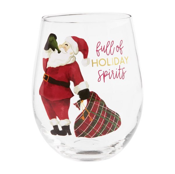 Mud Pie Mud Pie Santa Drinks Wine Glass | CeCe's Home & Gifts