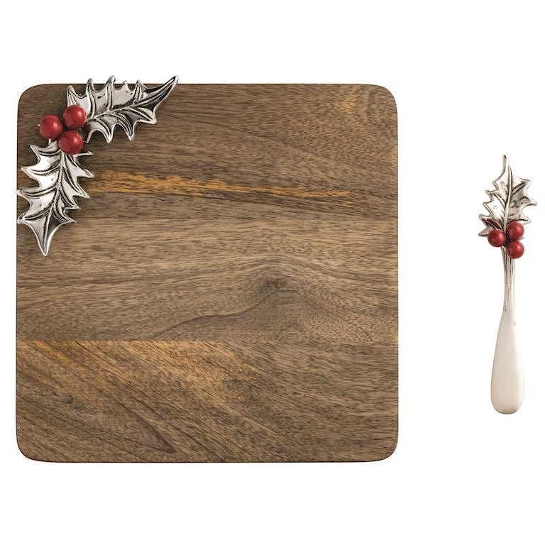 Mud Pie Mud Pie Wooden Holly Tray | CeCe's Home & Gifts