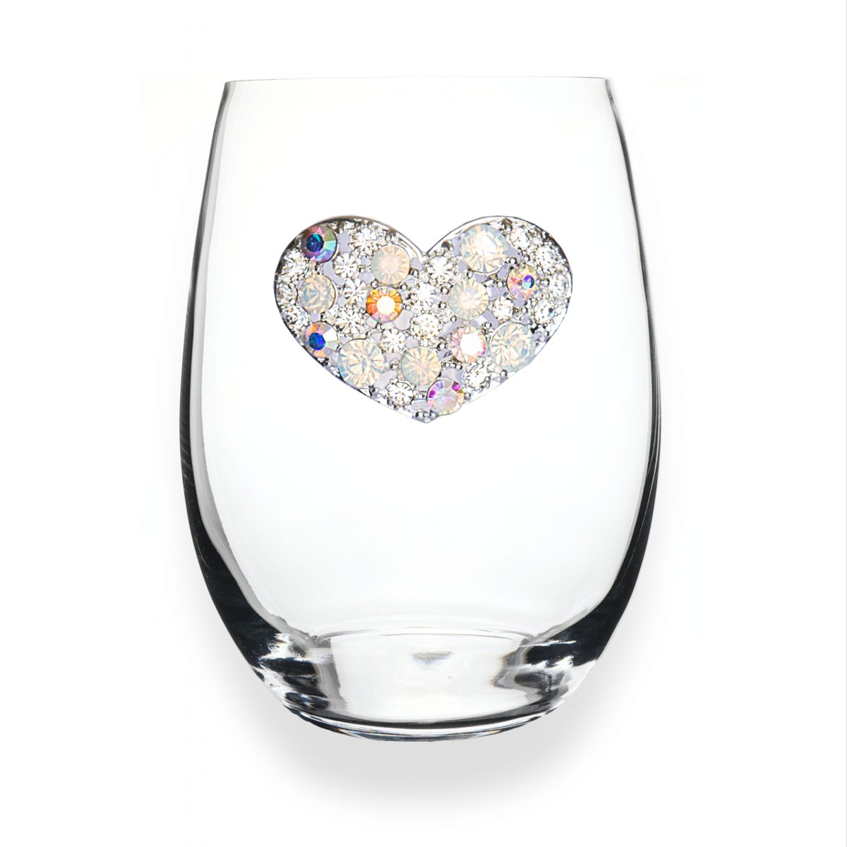 The Queens' Jewels Multi - Stone Heart Jeweled Stemless Glassware | CeCe's Home & Gifts