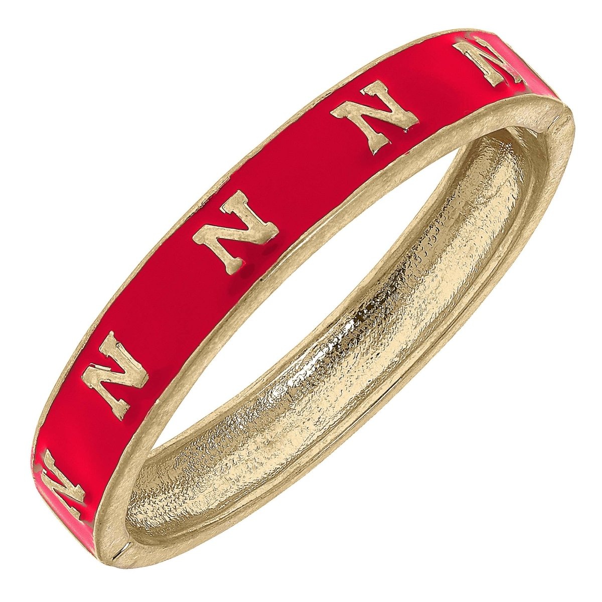 Canvas Style Nebraska Cornhuskers Enamel Logo Hinge Bangle : Red | CeCe's Home & Gifts