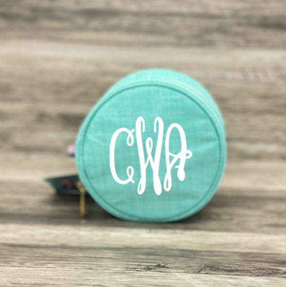 Oh Mint! White Seersucker 6" Jewelry/Cosmetic Bag | CeCe's Home & Gifts