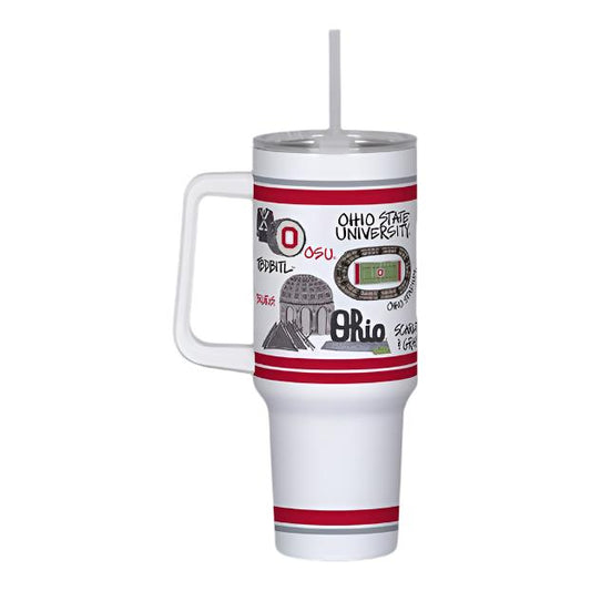 MAGNOLIA LANE Ohio State 40oz Insulated Tumbler w/ Handle | CeCe's Home & Gifts