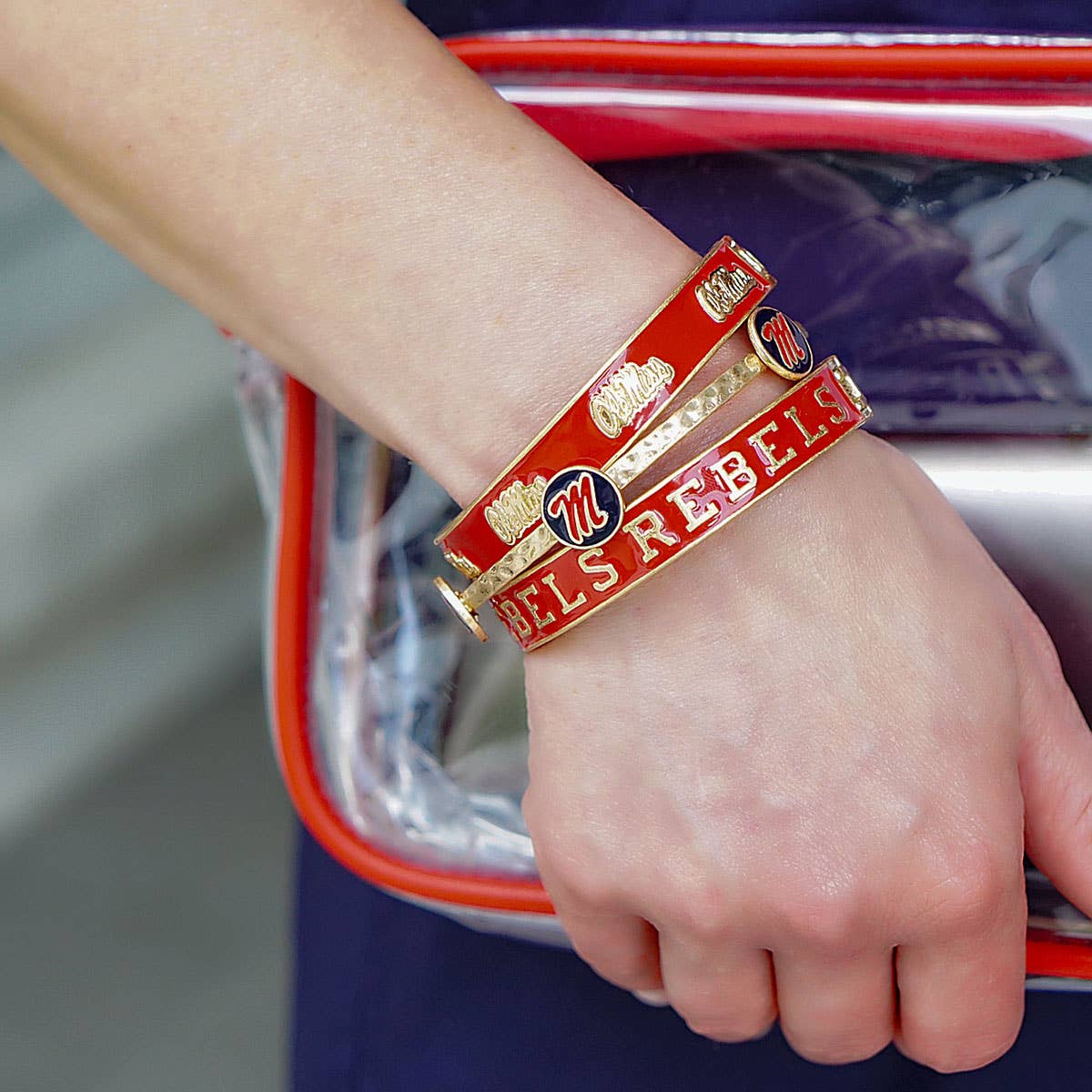 Canvas Style Ole Miss Rebels Enamel Logo Hinge Bangle | CeCe's Home & Gifts