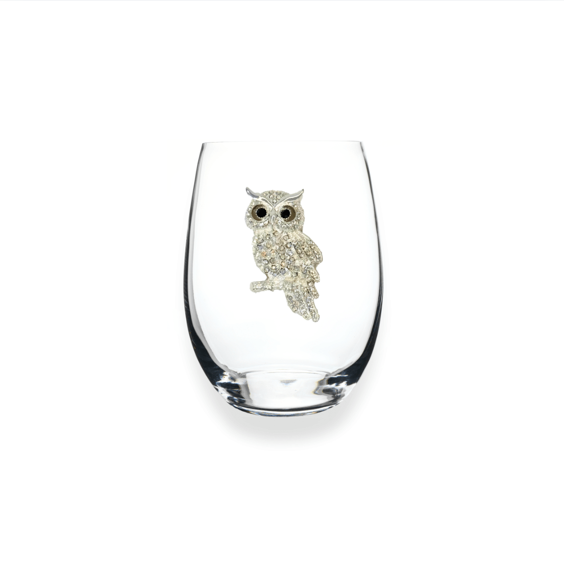 The Queens' Jewels Owl Jeweled Stemless Glassware | CeCe's Home & Gifts