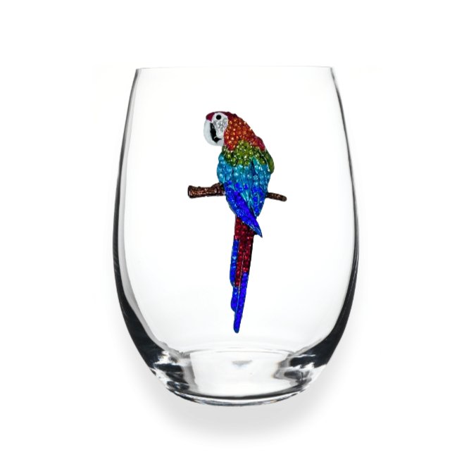 The Queens' Jewels Parrot Jeweled Stemless Glassware | CeCe's Home & Gifts