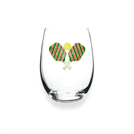 The Queens' Jewels Pickleball Jeweled Stemless Glassware | CeCe's Home & Gifts