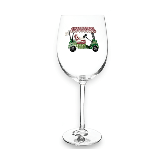 The Queens' Jewels Pink Golf Cart Jeweled Stemmed Glass | CeCe's Home & Gifts