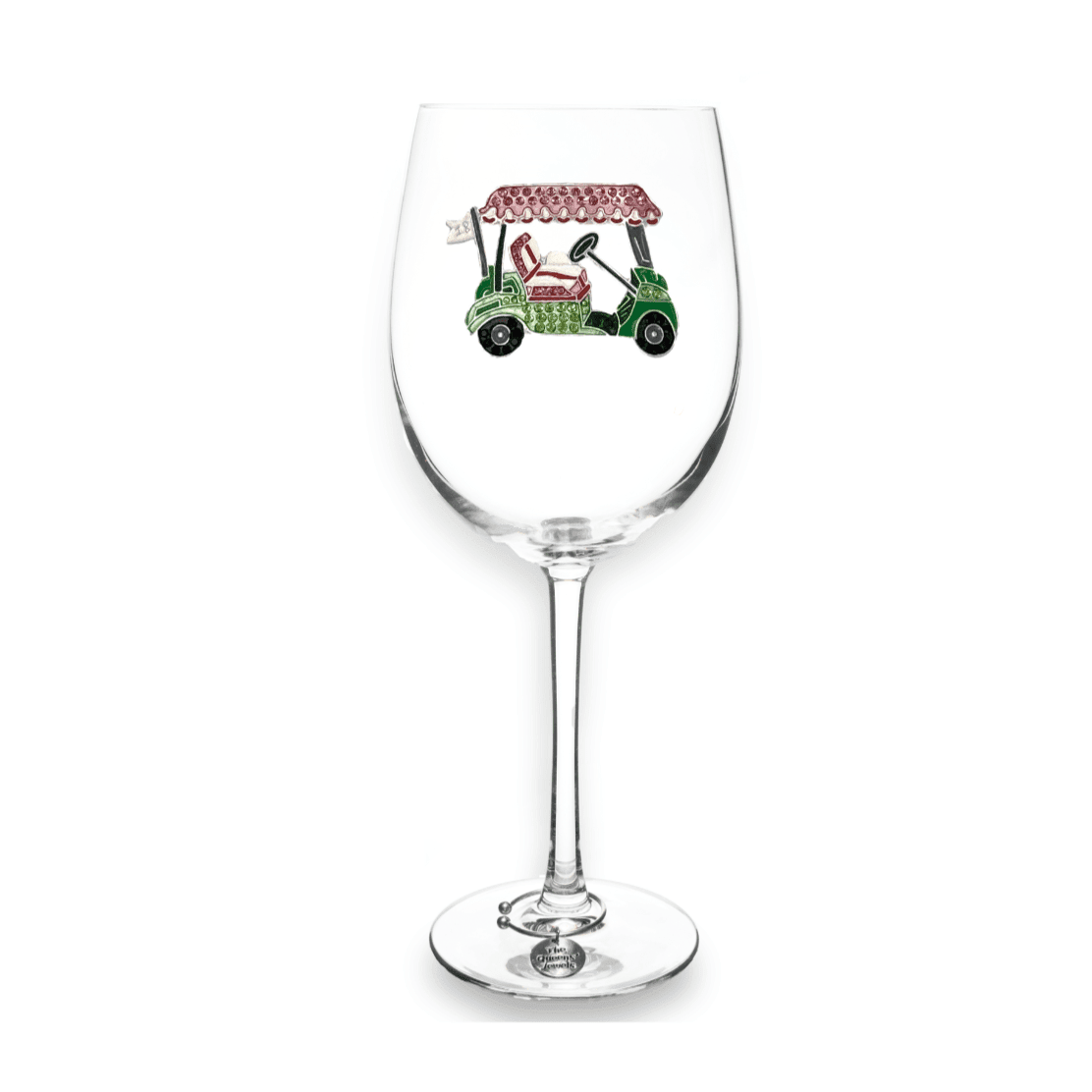 The Queens' Jewels Pink Golf Cart Jeweled Stemmed Glass | CeCe's Home & Gifts