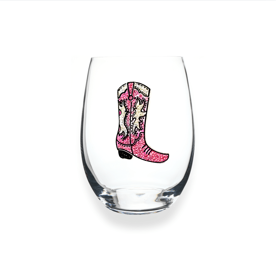 The Queens' Jewels Pink Jeweled Cowboy Boot Stemless Glassware | CeCe's Home & Gifts
