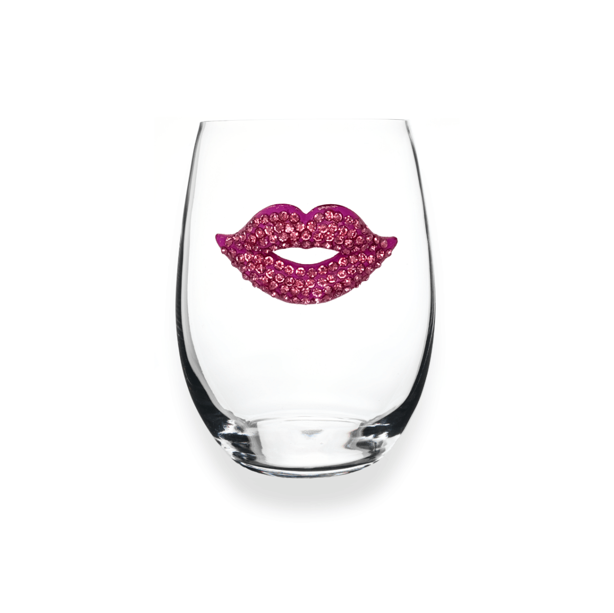 The Queens' Jewels Pink Lips Jeweled Stemless Glassware | CeCe's Home & Gifts