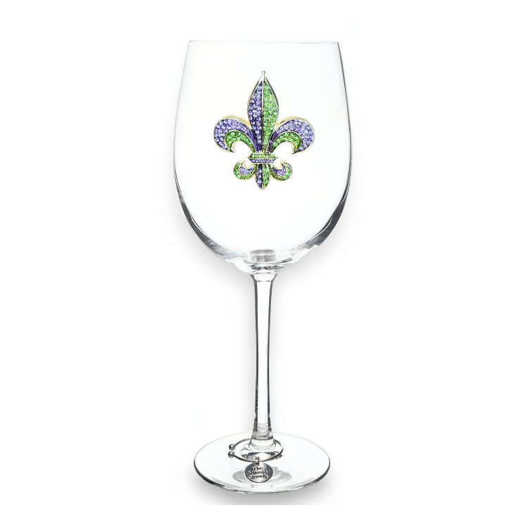 The Queens' Jewels Purple & Green Diamond Fleur de Lis Stemmed Glassware | CeCe's Home & Gifts