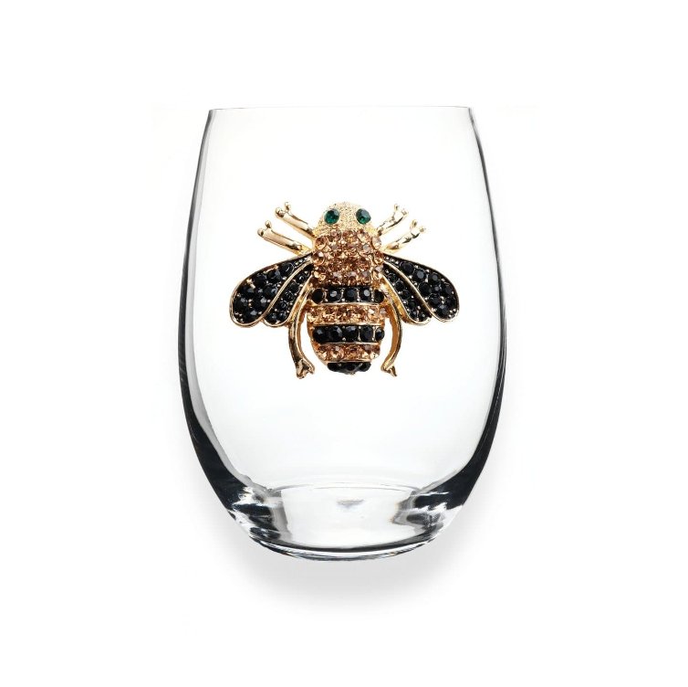 The Queens' Jewels Queen Bee Jeweled Stemless Glass | CeCe's Home & Gifts