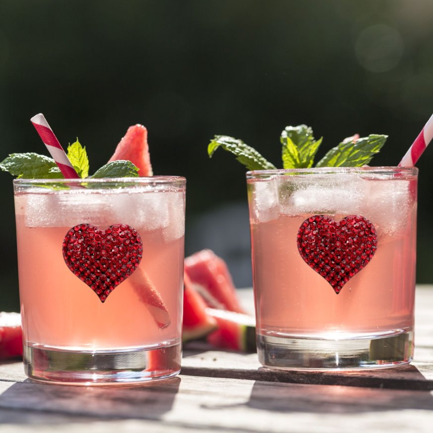The Queens' Jewels Red Heart Jeweled Double Old - Fashioned Glassware | CeCe's Home & Gifts