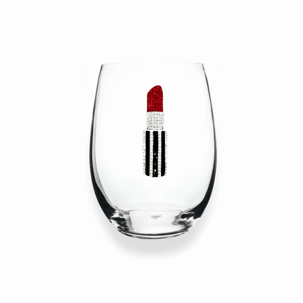 The Queens' Jewels Red Lipstick Jeweled Stemless Glassware | CeCe's Home & Gifts