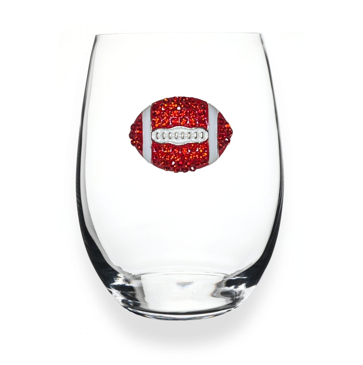 The Queens' Jewels Red & White Football Jeweled Stemless Glassware | CeCe's Home & Gifts