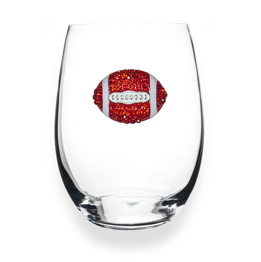 The Queens' Jewels Red & White Football Jeweled Stemless Glassware | CeCe's Home & Gifts